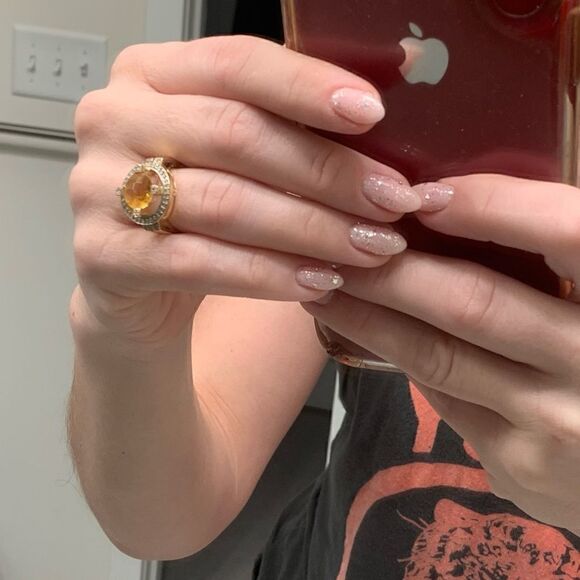 Citrine and diamond 14 karat gold ring sz 7 - Picture 5 of 5